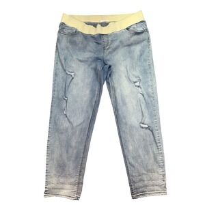 Ripe Denim Maternity Distressed Jeans Light Wash Comfort Belly Band XXL Fits 38"
